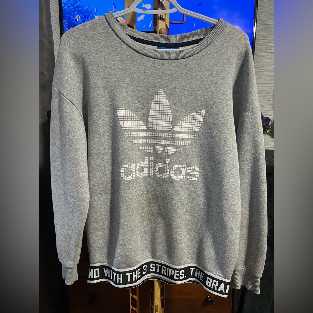 adidas Grey Crewneck Sweatshirt with Blue Tag!
